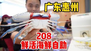 广东也有鲜活海鲜自助了，208螃蟹大虾随便捞，榴莲刺身自由