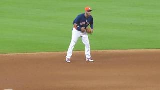 Yuli Gurriel playing 2nd base...throws out runner at 1st...Astros vs. Rangers...7/29/18