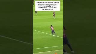 Lamine Yamal 15 years old becomes the youngest player for Barcelona #shorts