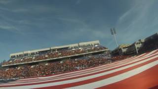 Unfurling a Football Field Size Flag