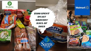 First Huge Grocery Haul of 2023 | Wal-Mart, Publix, & Sam's Club | #groceryhaul