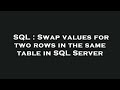 SQL : Swap values for two rows in the same table in SQL Server