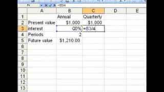 Future Value Using Microsoft Excel Quarterly Compounding