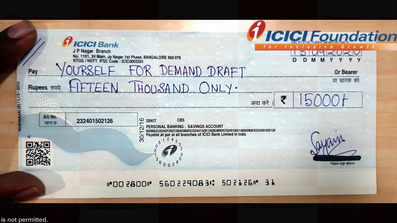 Icici Bank Demand Draft