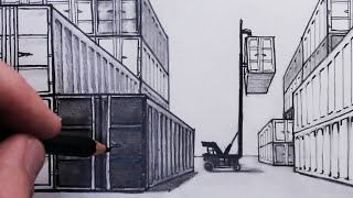 How to Draw 1-Point Perspective: Shipping Containers