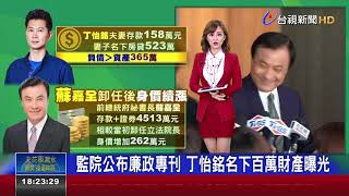 監院公布廉政專刊 丁怡銘名下百萬財產曝光