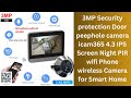 3MP Security protection Door peephole camera - icam365 4 3 IPS Screen Night PIR wifi Phone