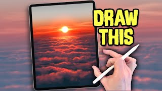 EASY PROCREATE DRAWING Tutorial in simple steps - Clouds Sky Sunrise