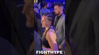 CHANTELLE CAMERON IMMEDIATELY AFTER BEATING KATIE TAYLOR IN IRELAND; CELEBRATES WITH FANS