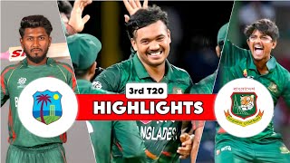 Bangladesh Vs West Indies 3rd T20 Highlights | BAN Vs WI 3rd T20 Match Highlights 2024 | BAN Vs WI