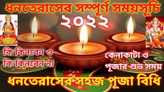 ধনতেরাস পূজা বিধি ও সম্পূর্ণ সময়সূচি ২০২২ | Dhanteras 2022 Date and Time in Bengali | Dhanteras 2022