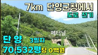 단양    70,532평  3필지  / 단양군청에서  7km / 도로 전기 /  사유림매수시 감정금액,   인근지역  낙찰가