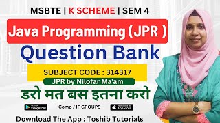 JPR Question Bank | Java Programming | MSBTE | K scheme | Toshib Tutorials