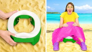 LAST SUMMER DAY TRAVEL HACKS🏖 Rich vs Broke Gadgets and Crafts for Parents on Vacation by 123 GO!