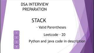 2- Stack | Valid Parentheses | Leetcode - 20 | Python 3 | DSA Prep | Interview Question
