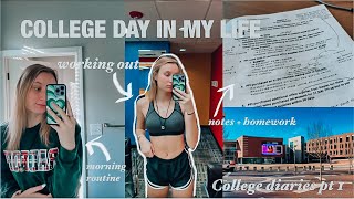 Productive College Day in my Life | morning routine, class, gym, homework + studying🌱