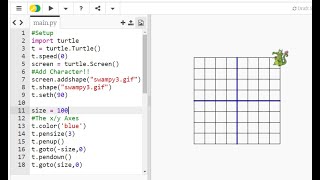Python Day 9: Adding a Character and Sizing Variable