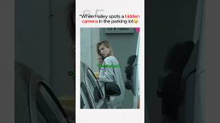 When Hailey spots a hidden camera in the parking lot #haileybieber