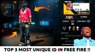 TOP 3 MOST UNIQUE ID IN FREE FIRE 😱🔥