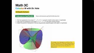 Use CalcPlot3D to plot quadric surfaces ... and space curves ... etc