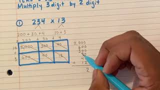 Multiply a 3 digit number by a 2 digit number (Box Method)