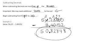 Technology MAP 117 Subtracting Decimals