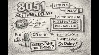 8051 Software Delay Tutorial | Inner, Middle, Outer Loop Calculation + LED Example
