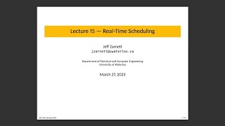 ECE 350 Lecture 15: Real-Time Scheduling