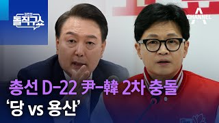 총선 D-22 尹-韓 2차 충돌…‘당 vs 용산’ | 김진의 돌직구쇼