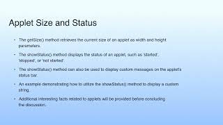 Long Summary | Lecture 36: Applet Programming--III