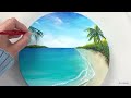 easy tropical beach painting with acrylic summer seascape painting idea