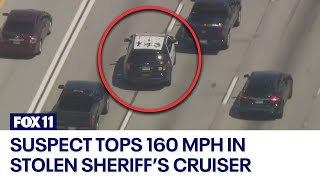 FULL PURSUIT: Sheriff's cruiser stolen in LA, female suspect tops 160 mph in 2-county chase