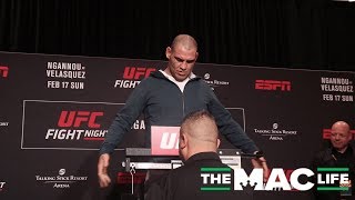 Carefree Cain Velasquez weighs in fully clothed at the UFC on ESPN 1 Official Weigh-Ins