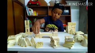 Building castle with  solid wood castle blocks