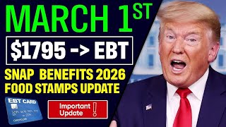 BIG NEWS! EBT Food Stamps | March 1st | SNAP Max Benefits | March Payment Schedule 2026