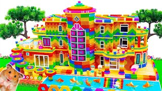 Satisfying Video | Build Beautiful Minecraft Villa Has Rainbow Bridge And Pool From Magnetic Balls