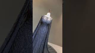 Black Beaded Wedding Dress with Cape. #blackweddingdress #weddingdress