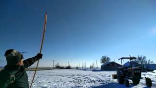 Distance Shooting 45 lb  Homemade Hickory English Longbow 106 Yards