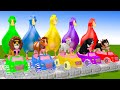 5 Giant Duck Cartoon,Cow,Elephant,Bear,Lion,Puppy,Paint Wild Animals Crossing Fountain Animation