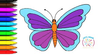 Learn Easy Drawing and coloring For kids by let's draw  || #drawing #draw #butterfly