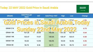Gold Prices in Saudi Arabia Today Sunday 22nd May 2022 , 24K , 22K , 21K , 18K , Gold Trade
