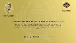 Committee for Section 194 Enquiry, 09 September 2022