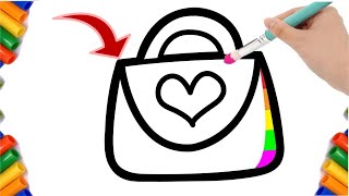 Drawing Handbags with Rainbow Colors For Children | Handbags Drawing with Colors | Art Video