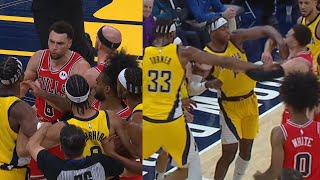 ZACH LAVINE SWINGS AT BUDDY HIELD IN FIGHT! THEN TRIES TO FIGHT ENTIRE PACERS!