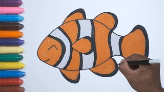 Cara Menggambar dan Mewarnai Ikan Nemo Mudah | How to Easy Draw Fish Nemo for Kids