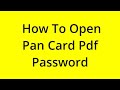 HOW TO OPEN PAN CARD PDF PASSWORD? [SOLVED]