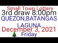 STL - QUEZON,BATANGAS,LAGUNA December 3, 2021 3RD DRAW RESULT