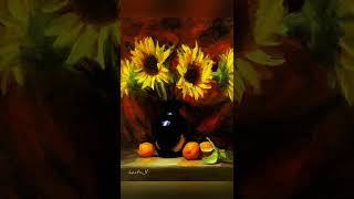 Oil Painting Time Lapse “Sunflowers \u0026 Apricots“ #oilpainting #allaprima #shorts #flowerpainting