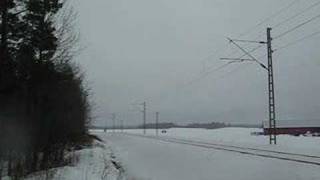 Freight train 4065 going over Niskala level crossing