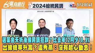 2023.03.20【台灣向前行 Part4】選策會夭折後侯民調狂跌？比去年12月少10.9%！藍營一姊出線機率升高？盧秀燕：沒有起心動念！